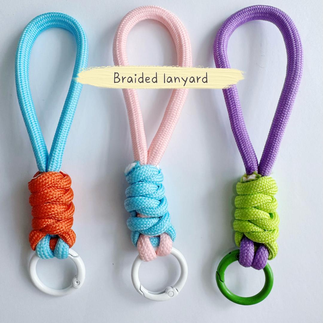 Braided lanyard keychain accessory in multiple colors