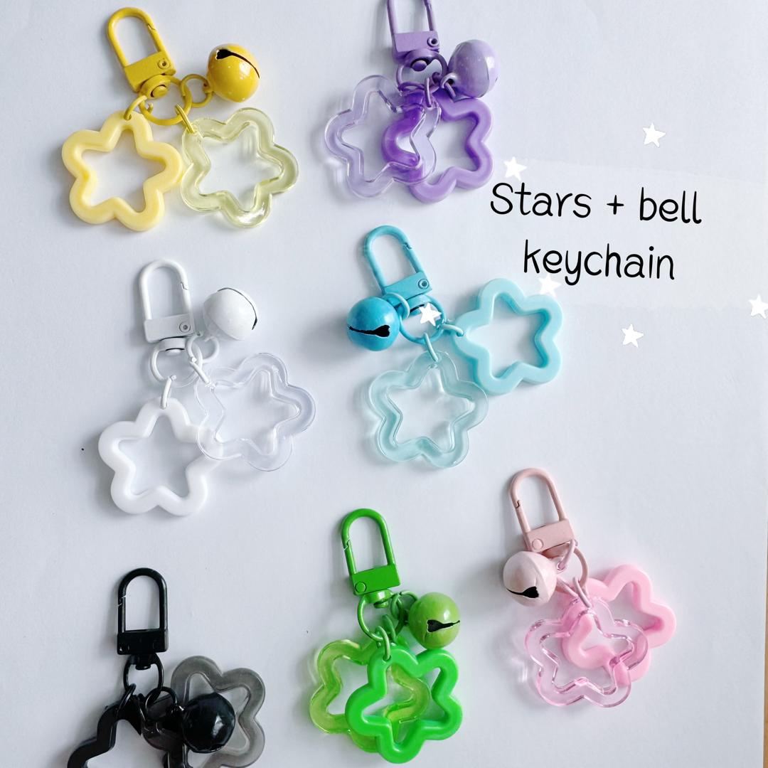 Stars and bell keychain accessory in multiple colors